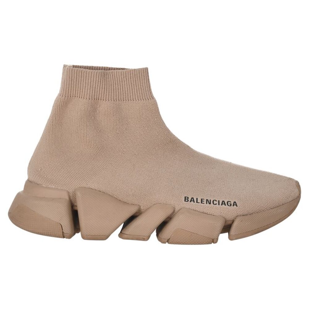 Balenciaga Speed 2.0 Trainer Shoes in Beige Polyester
